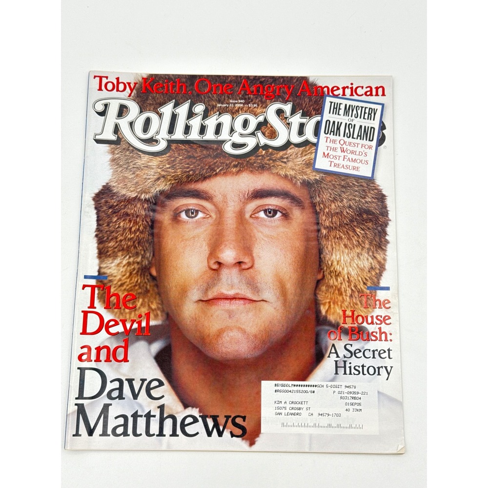 Rolling Stone Magazine 940 Jan 22 2004 Toby Keith Dave Matthews Oak Island